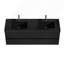 Meuble-lavabo 60 po en noyer avec lavabo en quartz noir mat et tiroirs noirs doux, meuble-lavabo mural flottant, sans drain ni robinet, pré-assemblé