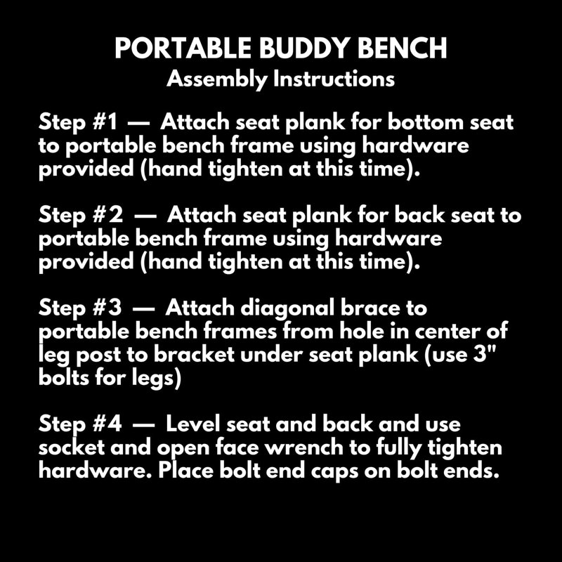 Banc d'appoint Buddy Bench, orange texturé, perforé, 1,83 m, avec dossier, portable, Banc de jumelage portable 6 pi, perforé