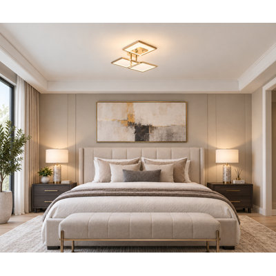 Dement Silver Cluster Square LED Flush Mount