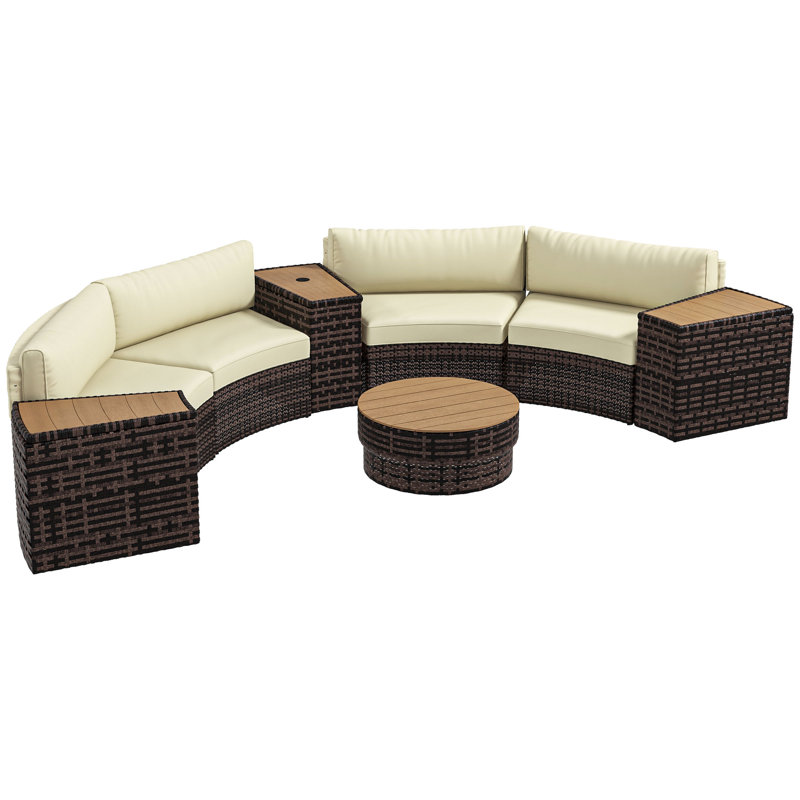 Ensemble de conversation avec canapé et coussins 2 pièces Bosonohy, Beige, Brun