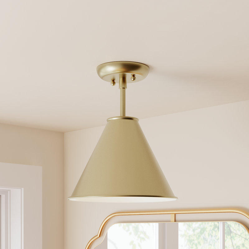 Brass Cone 11'' Metal Semi-Flush Mount Light