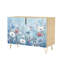 Buffet avec rangement et jardin délicat à motif floral bleu blanc et blanc avec 2 portes pour le salon et la cuisine