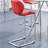 4pc Red Dining Bar Stools - Low Back, Upholstery, Metal Footrest Stool Rectangular, With