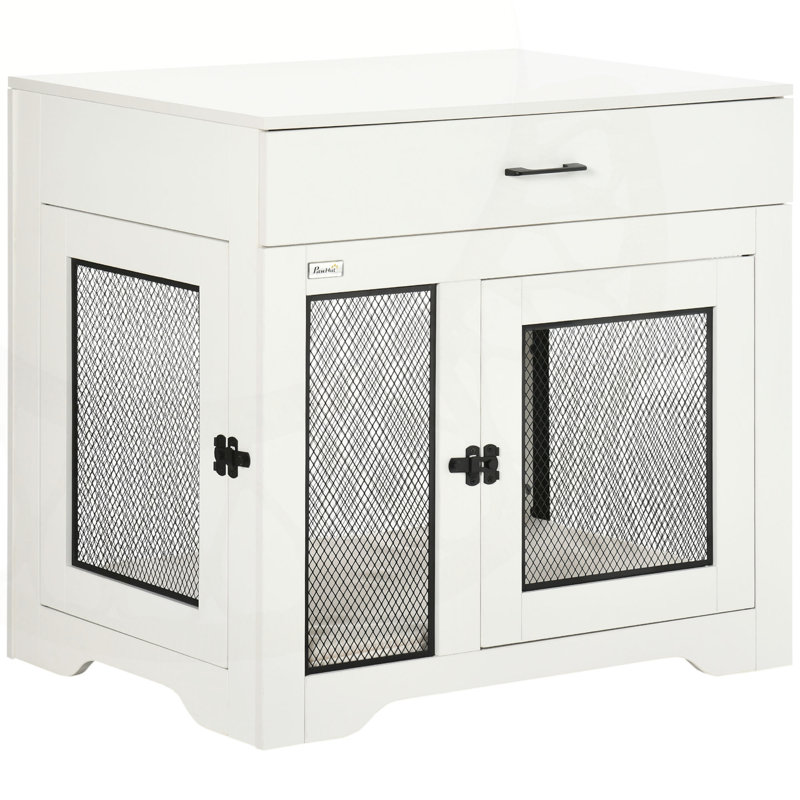 Versatile Dog Crate Furniture with Soft Cushion and Drawer for Small Dogs