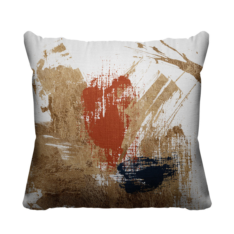Coussin décoratif intérieur / extérieur Wanda, Orange brûlé / Doré, L 19 po x H 19 po