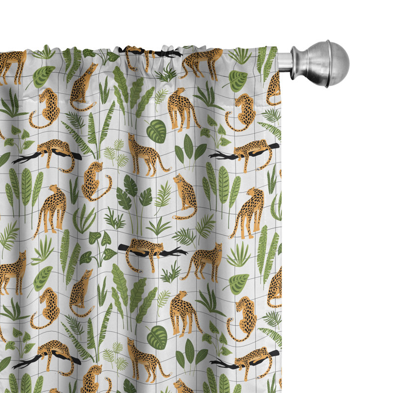 Rideaux 4 panneaux East Urban Home Safari, feuille de léopards du désert, L 28 po x L 84 po