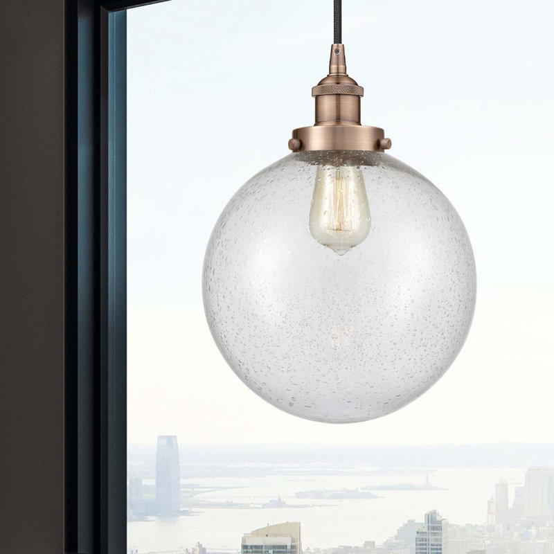 Luminaire suspendu simple à 1 lumière Frederick, Cuivre antique