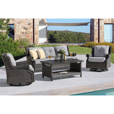 4-piece Outdoor Aluminum Rattan Sofa Set