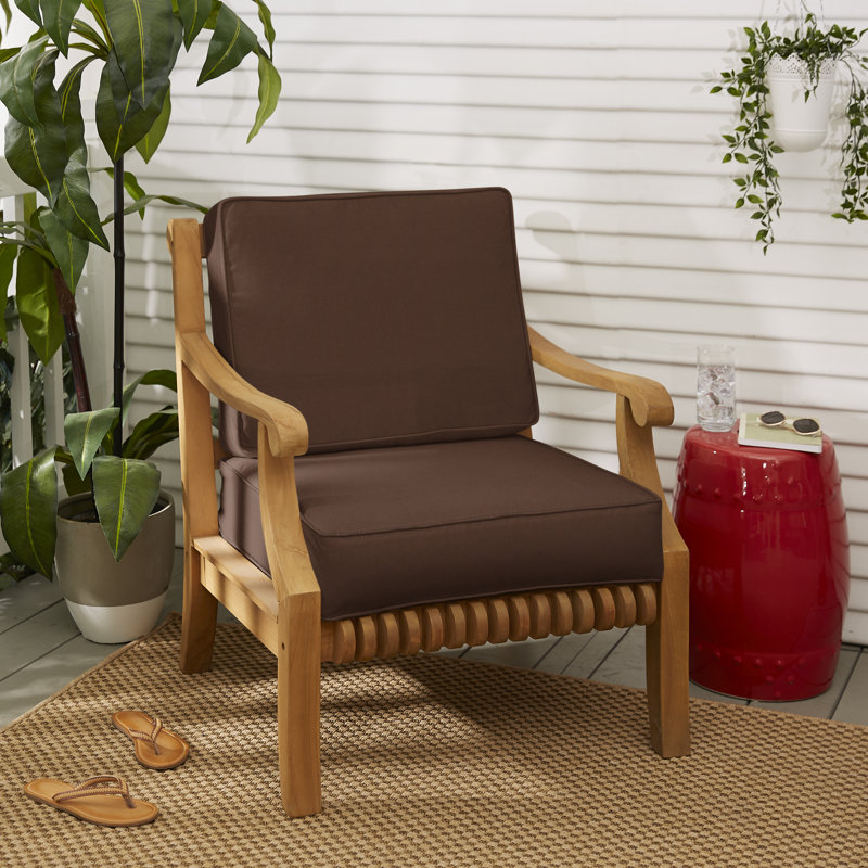 Outdoor Sunbrella Seat/Back Cushion, Canvas Black/White Sunbrella® Canvas, 23.5" W x 23" D
