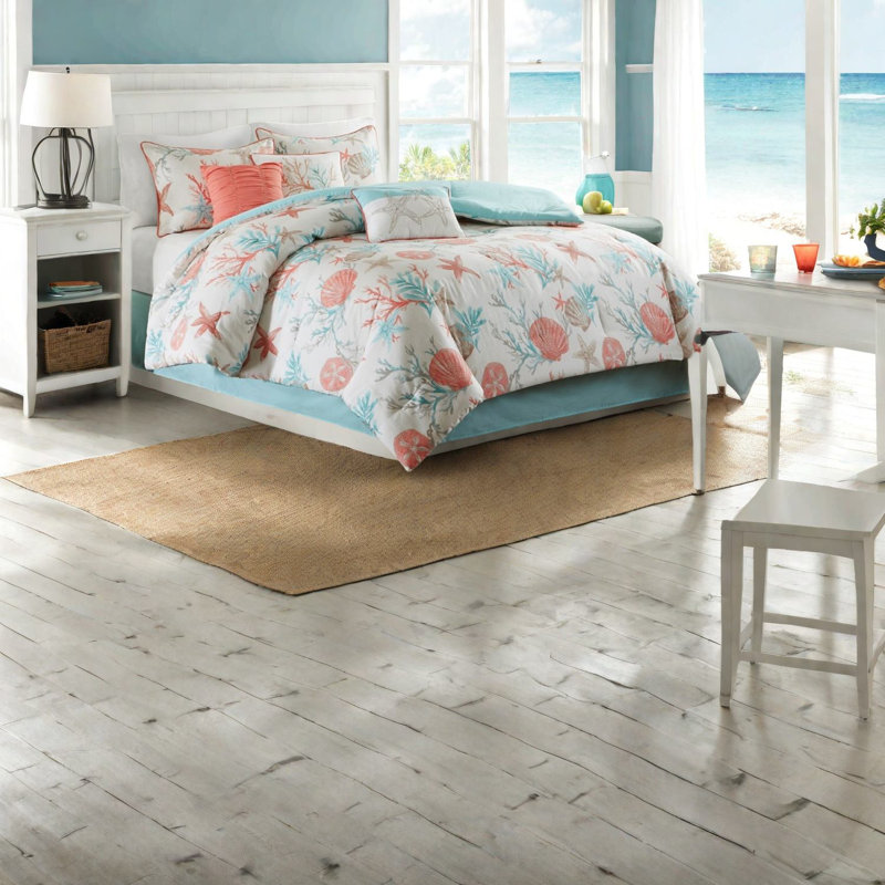 Ensembles de literie Coastal Luxury, édredon en satin de coton, conception corail éclatante pour la maison