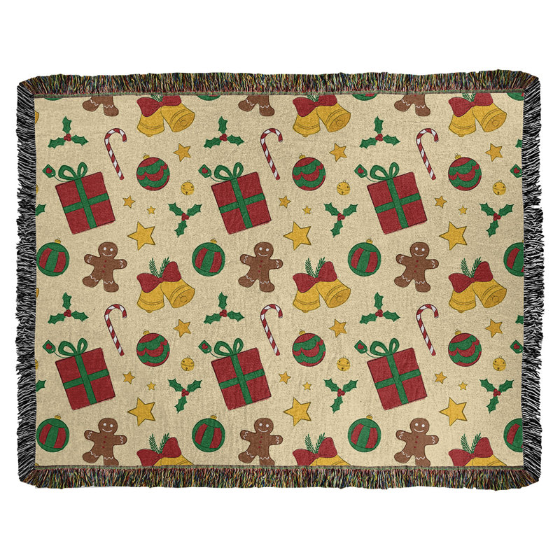 Hand Woven Throw Blanket, 80" W x 60" L, Yellow/Brown
