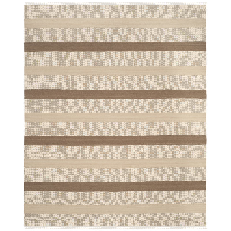 Tapis beige en laine / coton tissé à la main Grice, Rectangle 8 pi x 10 pi