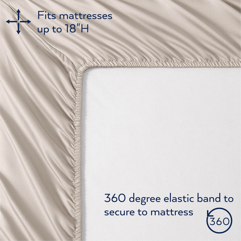adamstown 1500 Thread Count 6 Piece Premium Cotton Rich Sateen Sheet Set, 4 Pillow Cases, 1 Fitted Sheet, 1 Flat Sheet, Fits Mattresses up to 16” Deep,  King Size, Taupe