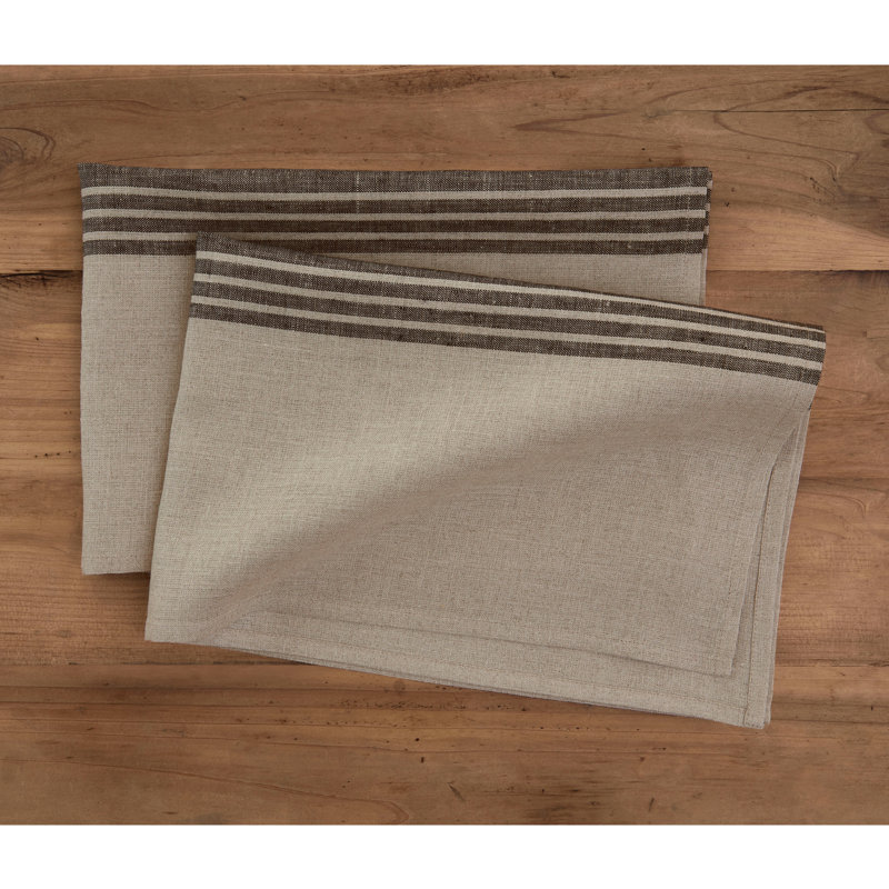 Farmhouse - 100% Pure Linen Kitchen Towel, Black and Natural