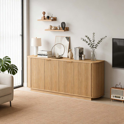 63-Inch Wavy Storage Sideboard with Adjustable Shelves