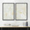 «Or et blanc, feuilles de jungle tropicale, images murales, art moderne, chambre à coucher rustique et minimaliste», 2 pièces