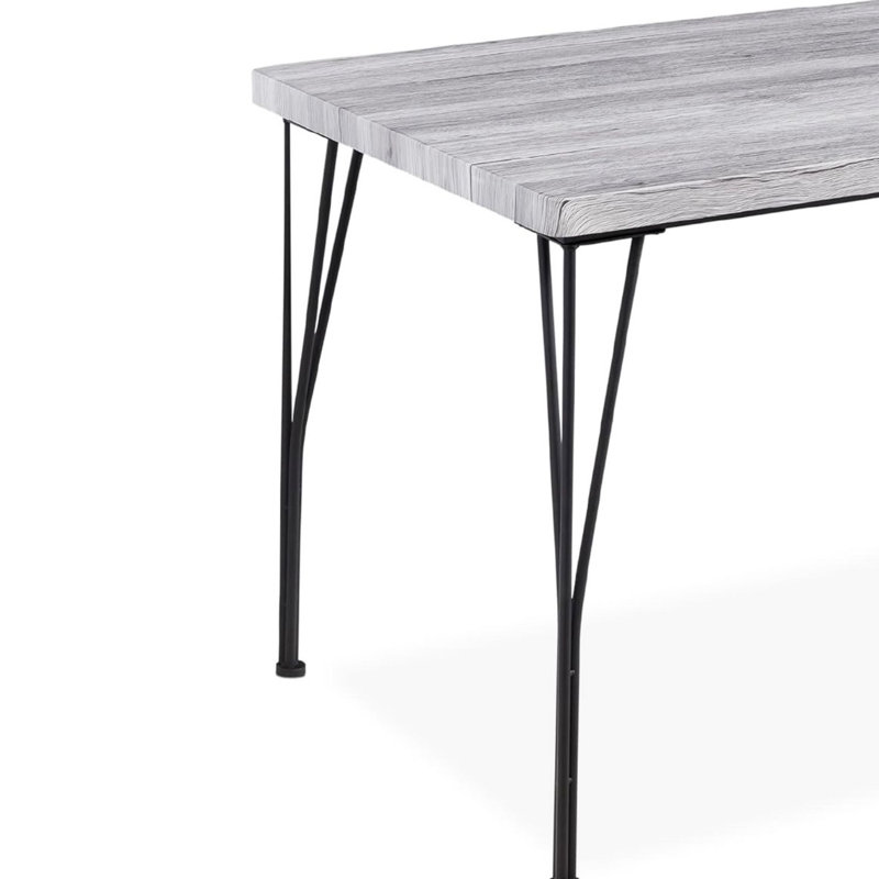 Gray Metal and Wood 5-Piece Rectangular Dining Set with 4 Chairs