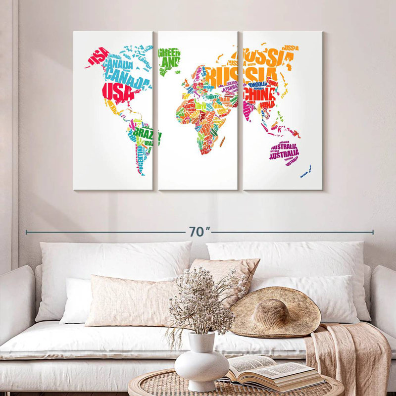 Aliaz Countries World Map, 32" H x 50" W