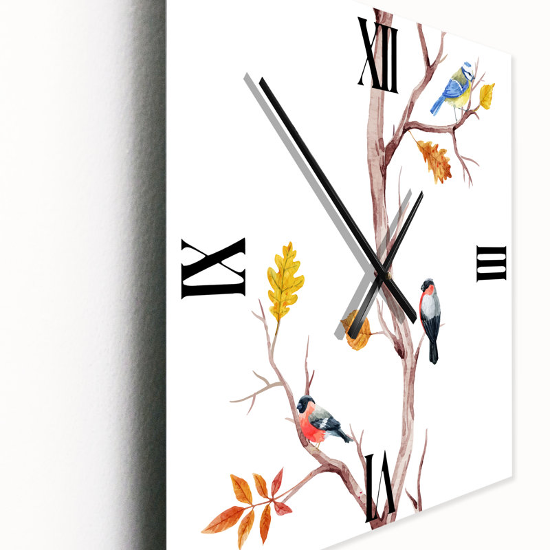 Horloge murale petits oiseaux sur les branches d'arbre IV, Petit