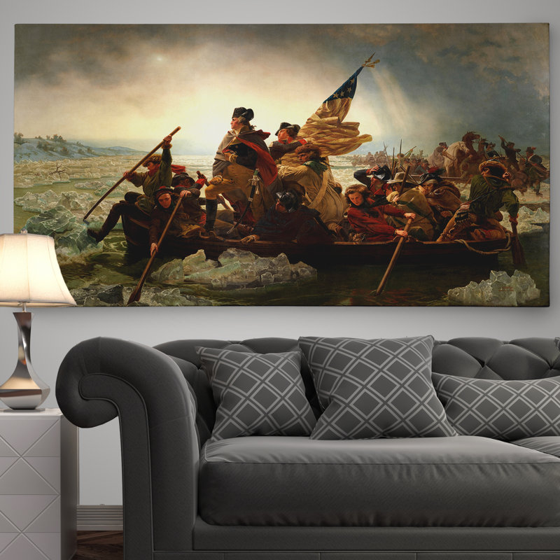 «Washington Crossing the Deleware» par Emanuel Gottlieb Leutze, reproduction sur toile, H 20 po x l 40 po x P 1,5 po