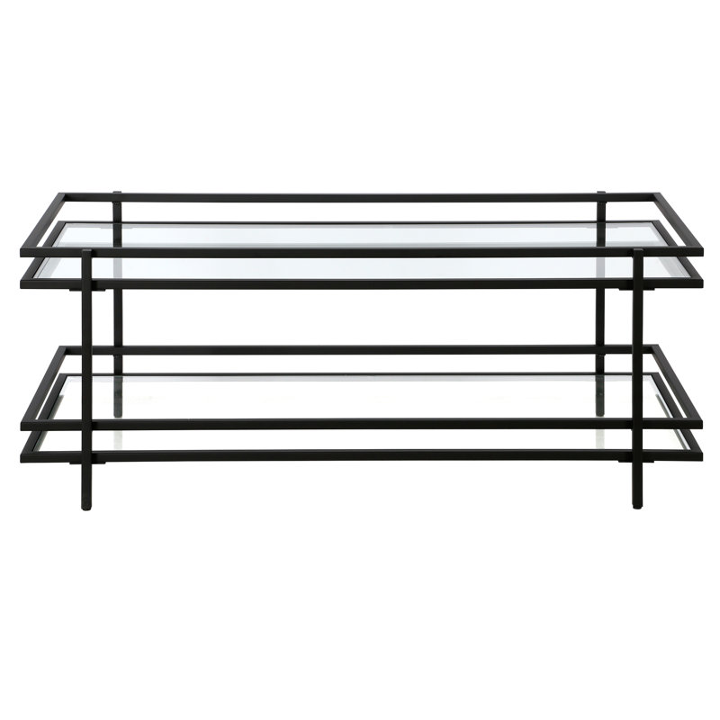 Morrissette Four Leg Coffee Table with Storage, Black