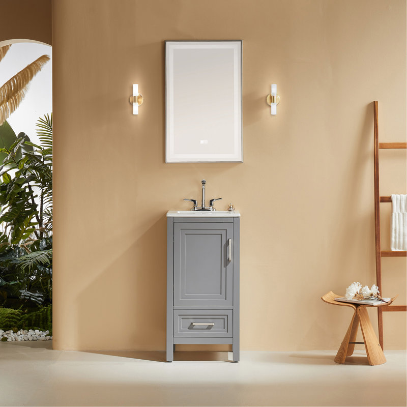 Ensemble de meuble-lavabo simple autoportant 18 po avec 2 poignées entièrement assemblé