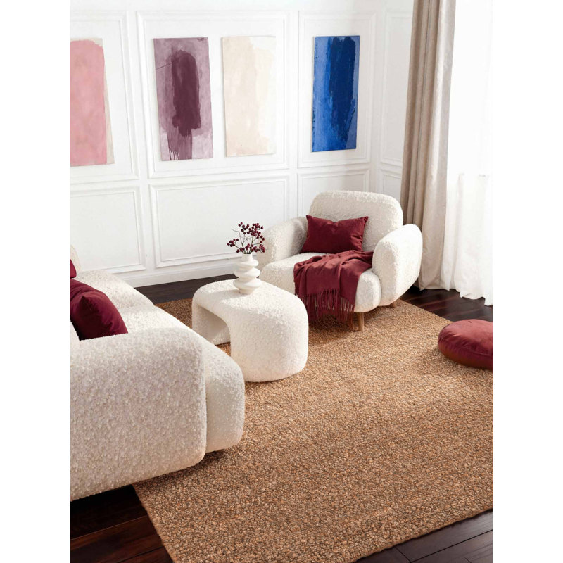 Hand Woven Area Rug, Beige, Rectangle 120 x 170 cm