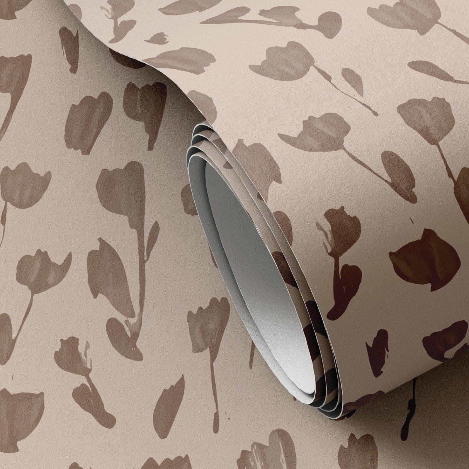 Wild Flowers Wallpaper Roll, Taupe I