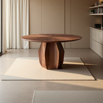 Table de salle à manger ronde en noyer