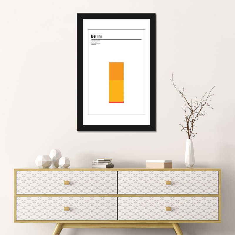 « bellini », impression sur toile, H 24 po x l 16 po x P 1 po, Papier d'art encadré noir, Blanc