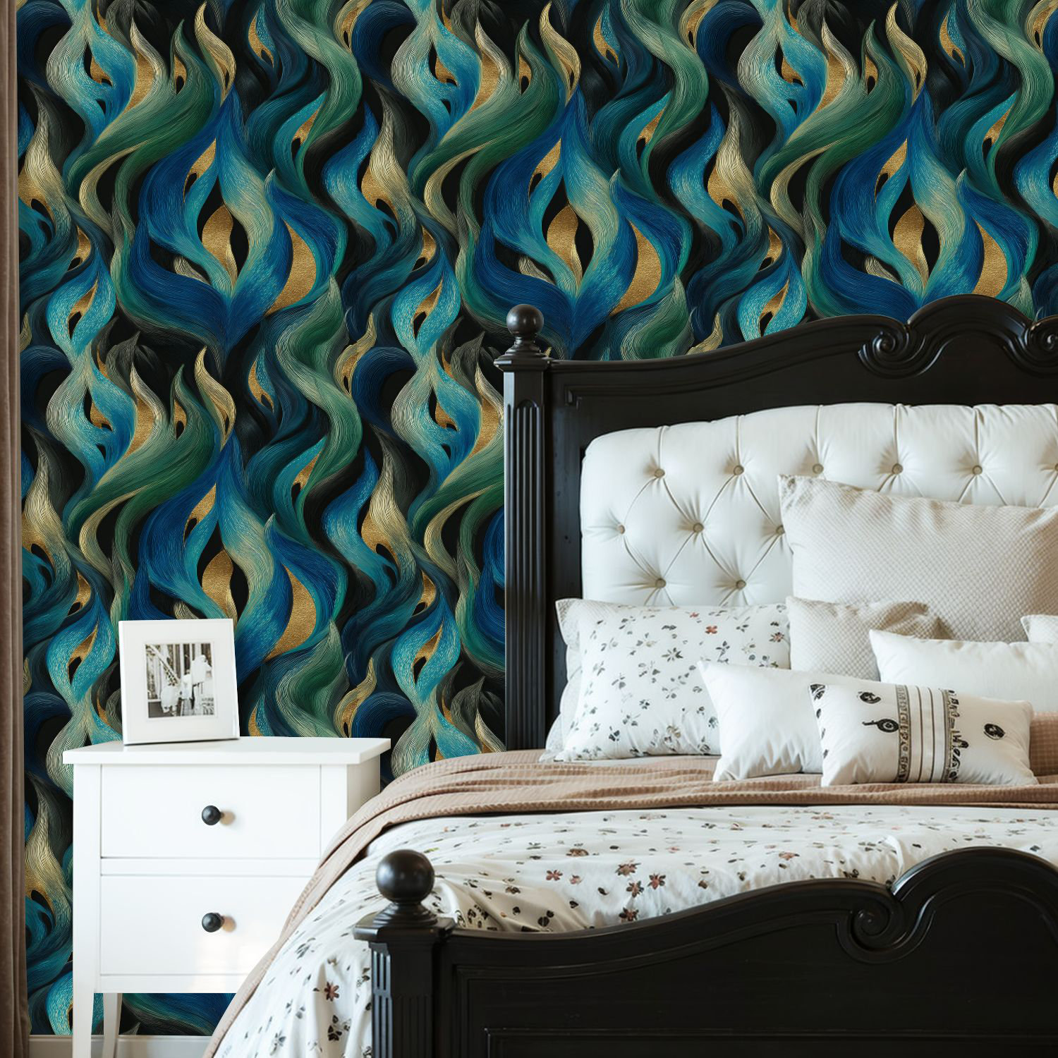 Latitude Run® Renter Friendly Peel and Stick Wall Mural Abstract Blue ...