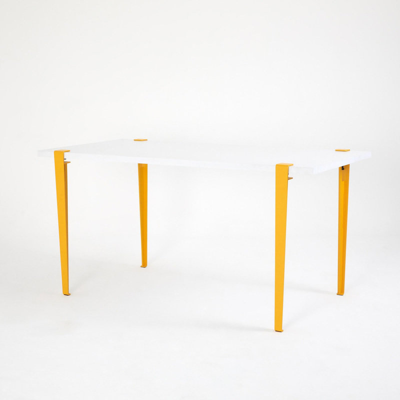 Table repas, H 29,48 po x L 29,48 po x l 58,95 po, Blanc, Jaune