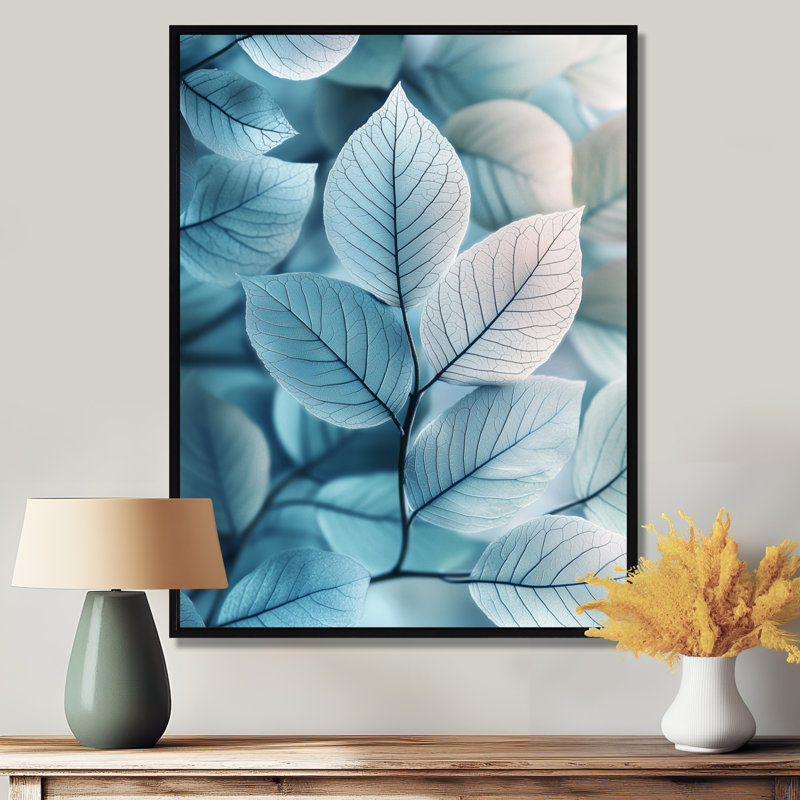 Gradient, feuilles, minimalisme, photo I - feuilles, art sur toile, Noir, Reproduction avec cadre flottant, H 20 po x l 12 po