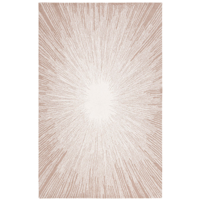 Junieta Hand Tufted Wool/Cotton Rug in Ivory/Dark Beige, Rectangle 5' x 8'