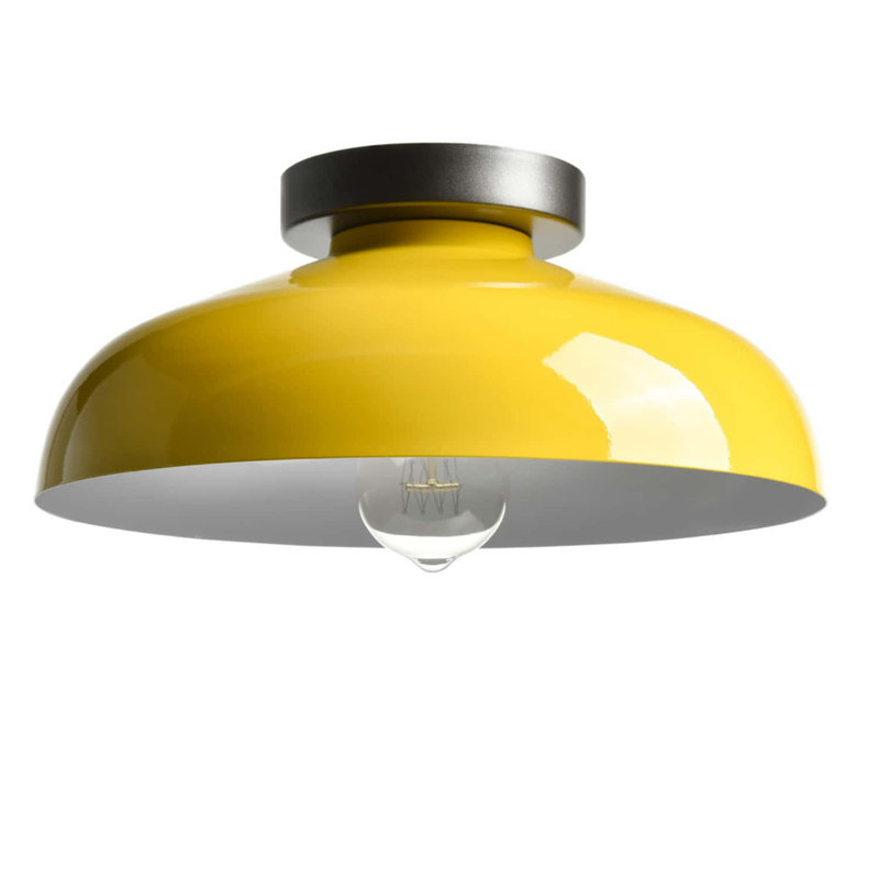 Industrial Ceiling Light with 12-Inch Metal Shade, Yellow