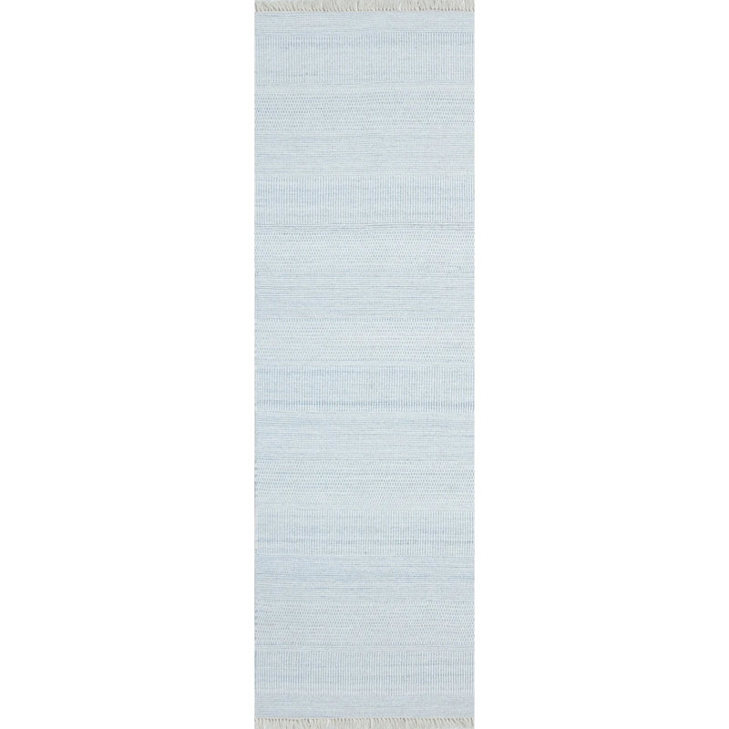 Somner Handmade Flatweave Blue Indoor / Outdoor Area Rug, Runner 2'6" x 8', Aqua