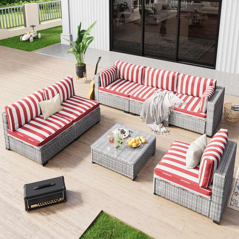 𝗣𝗿𝗲- 𝗮𝘀𝘀𝗲𝗺𝗯𝗹𝗲𝗱 𝗖𝗵𝗮𝗶𝗿𝘀, Rattan Patio Furniture Sets Outdoor Sectional Conversation Sofa With Thick Cushions For Seating