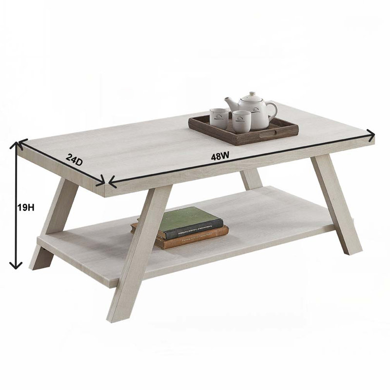 Table basse avec plateau ouvert Athens, Bois naturel, Bois naturel