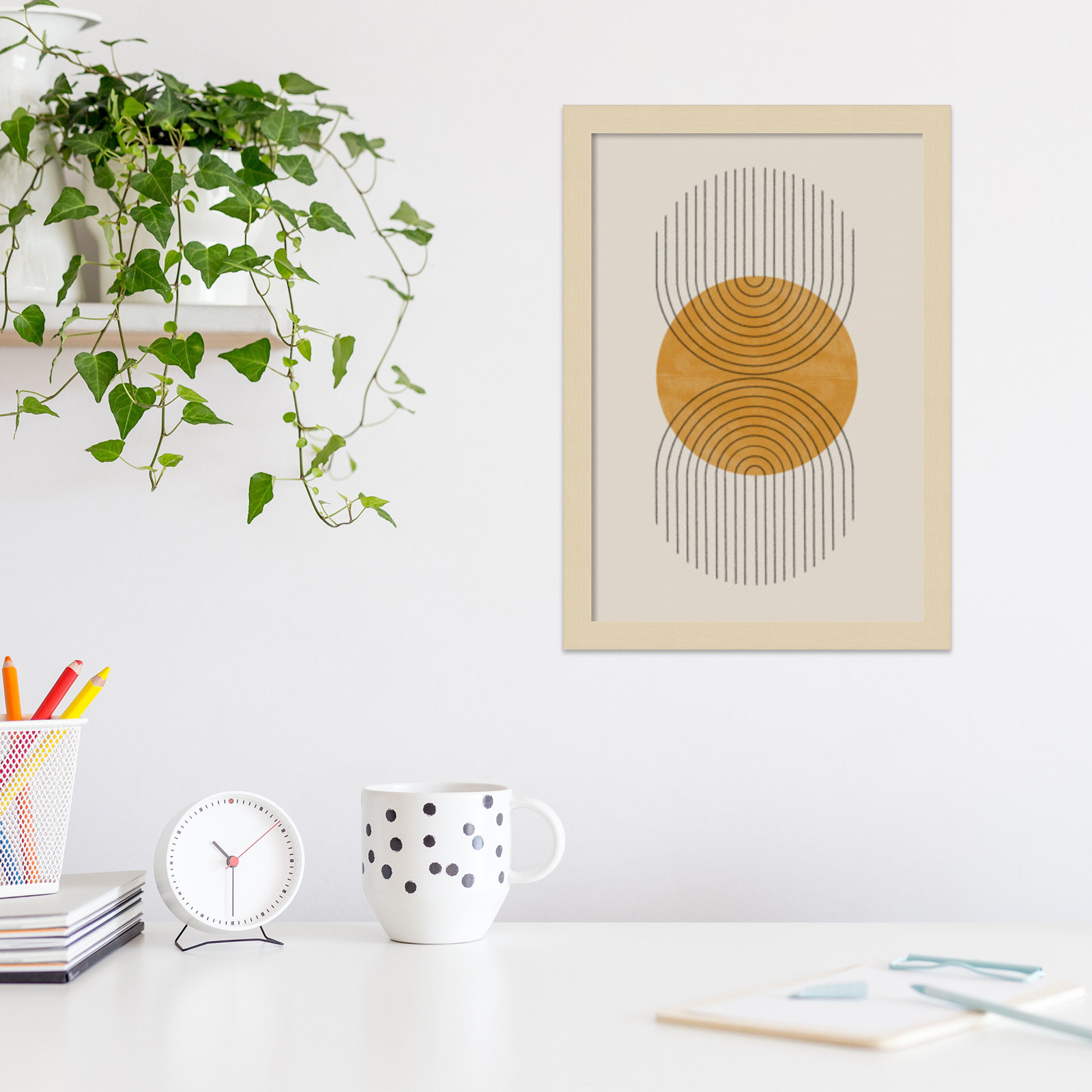 Perfect Point Yellow by The MIUUS STUDIO, Brown Framed, 17" H x 12" W x 1" D