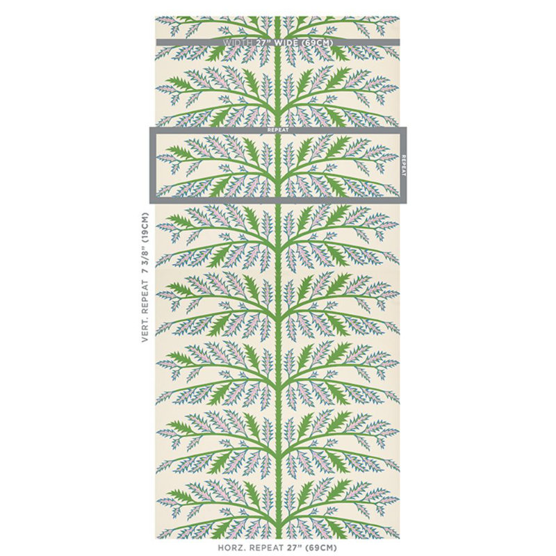 Papier peint Schumacher x Neisha Crosland Thistle, Ivoire