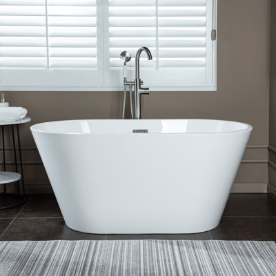 54" X 29.5" Acrylic Freestanding Soaking Bathtub with Overflow Drain