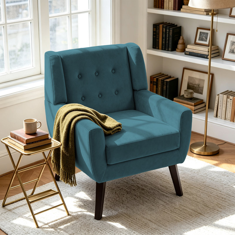 Fauteuil en jacquard Jaqueze, Velours bleu performance