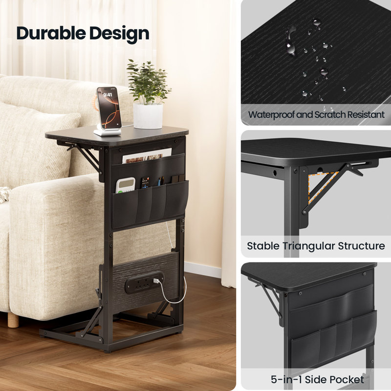 40cm W Bedside Table, Black