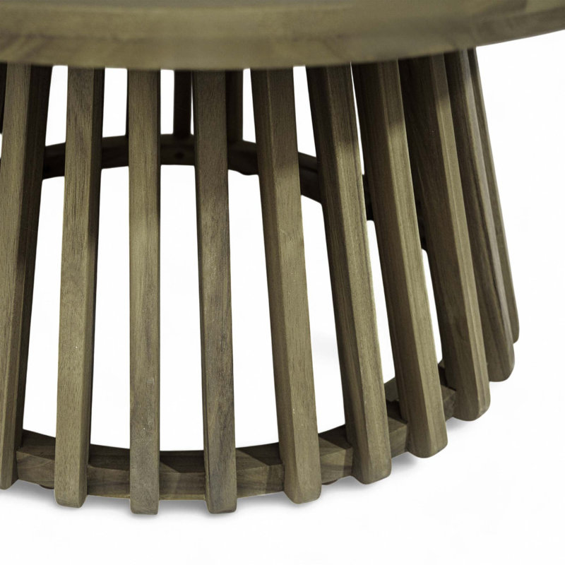 Stylish Acacia Wood Coffee Table with Easy Assembly, Gray