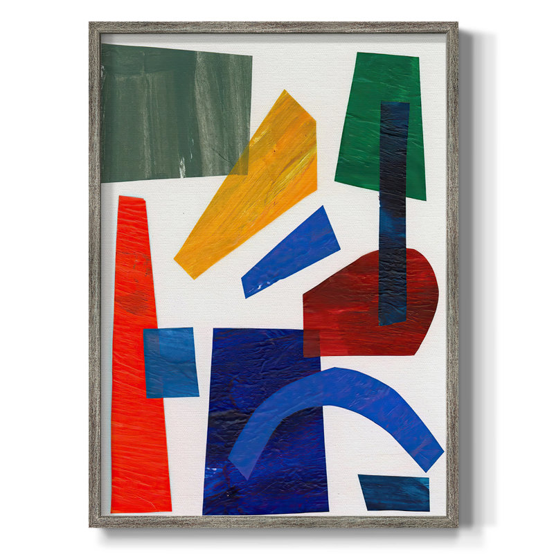 «Colorful Shapes I», reproduction encadrée - bois massif