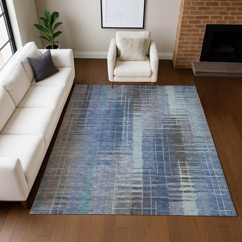 Machine Washable Indoor/Outdoor Millner ACN2261 Stripes Rug, Rectangle 8 pi x 10 pi