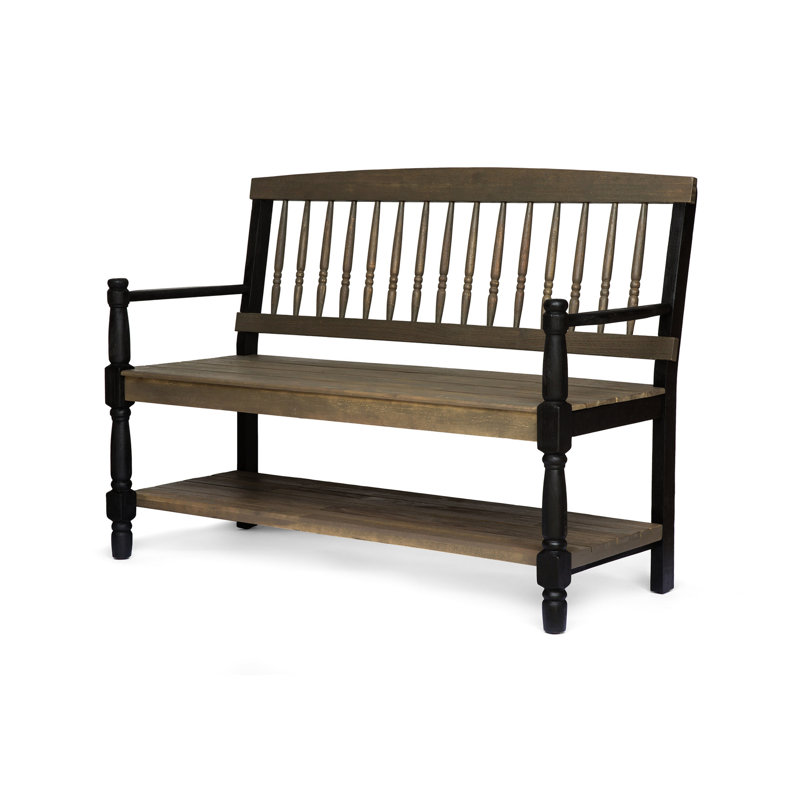 Gray And Black Bench With Shelf, Crafted From Quality Wood Material Shelf For A Modern Functional Space,, Gray/Natural