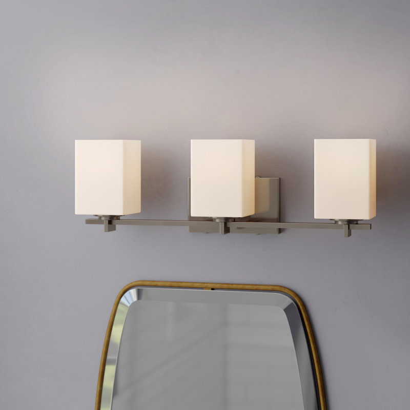 Casson 3 - Light Dimmable Vanity Light, Brushed Nickel, Opal