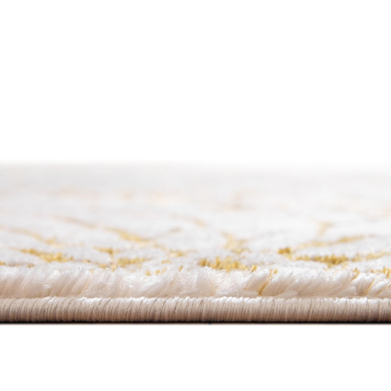 Tapis contemporain de couleur jaune Friederieke, Ovale 4 pi x 6 pi