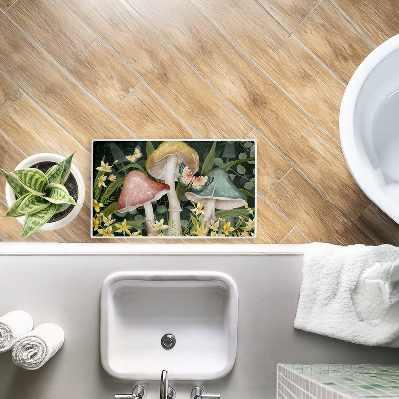 Tapis de bain et tapis de bain en peluche Midnight Garden, par Nicole Tamarin, 18 po x 30 po, Champignons de minuit
